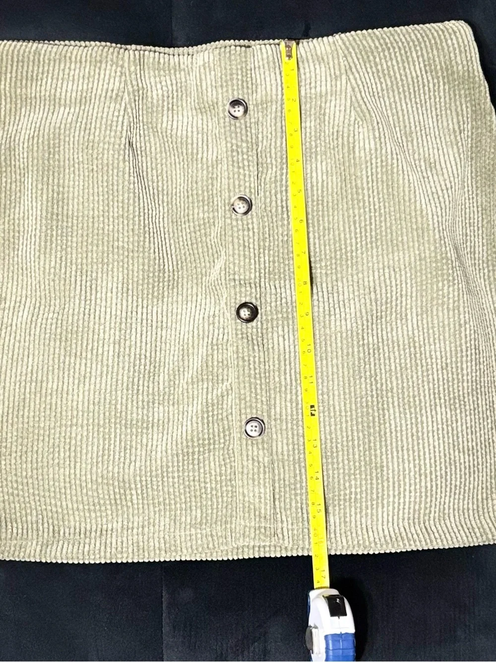 Milk & Honey Olive Green Corduroy Button Front Mini Skirt L